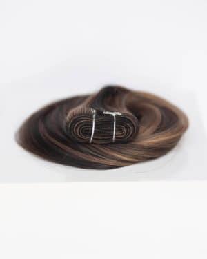 Beauvoir Hair Machine Weft 16" Pro Blend #1B/2/6 Dark Chocolate Caramel